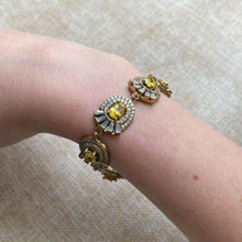 Load the image in the gallery,Bracelet Eliane 🐥 In vermeil, set with citrines surrounded by natural white stones
