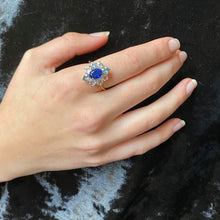 Load the image in the gallery,Bague Nathalie ◾ Plaqué or et pierres bleues
