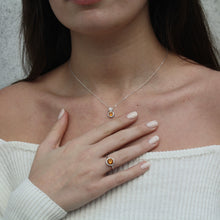 Load the image in the gallery,Ring Brunelle 🐥 In silver, set with a citrine and natural white stones
