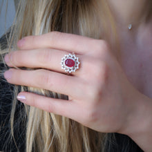Load the image in the gallery,Bague Aphrodite ◾ Important rubis et pierres blanches naturelles
